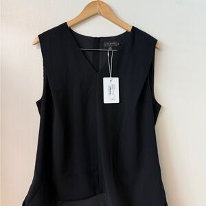 The Kooples Black Sleeveless V-Neck Blouse
